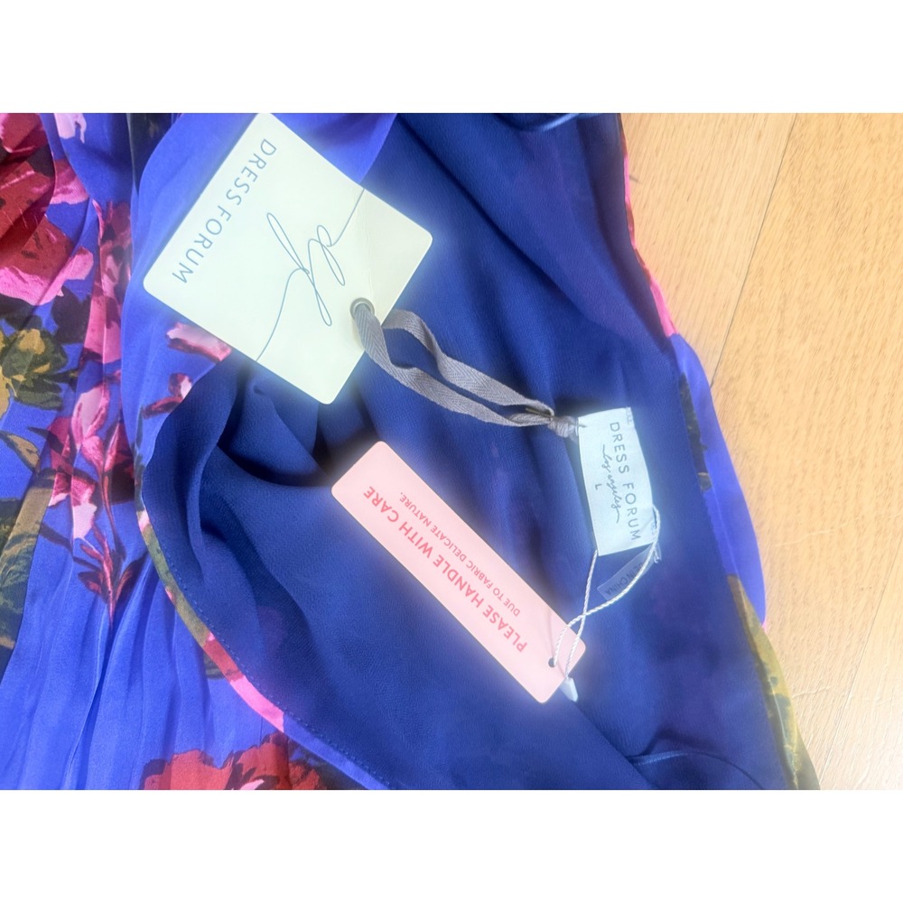 NWT Dress Forum Purple Floral One Shoulder Pleated High Low Maxi Dress Large - Picture 4 of 5